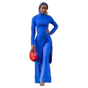 The Drop Long Sleeve Bodycon Tunic Womens S Stretchy Mockneck Sexy Side Slit